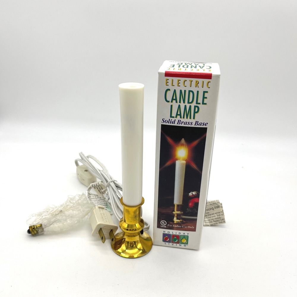 Holiday Living Electric Candle Lamp Solid Brass Base White BCLT-006 Window Light